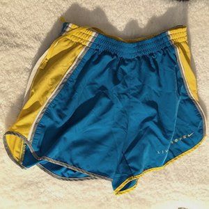 Blue and Yellow Nike Dri-Fit Womens Athletic Shorts